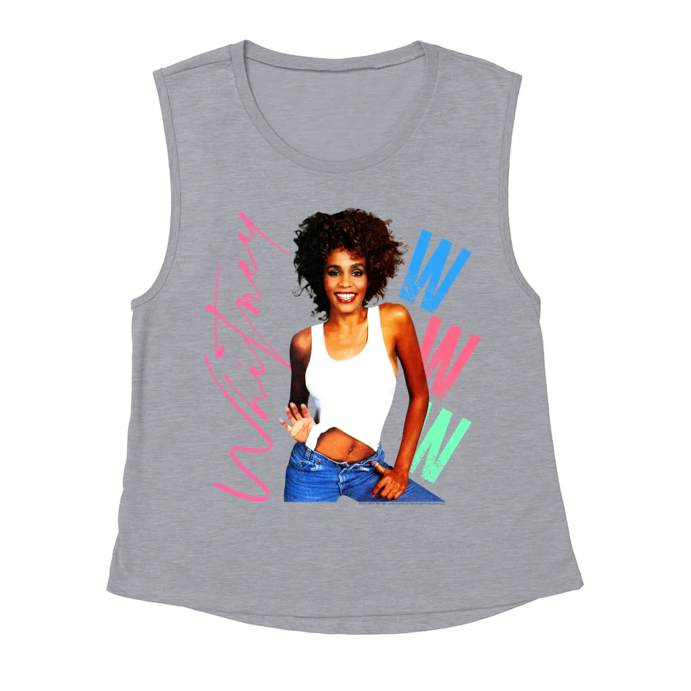 Whitney Houston Ladies' Muscle Tank Top | Whitney Pastel W Design Whitney Houston Shirt