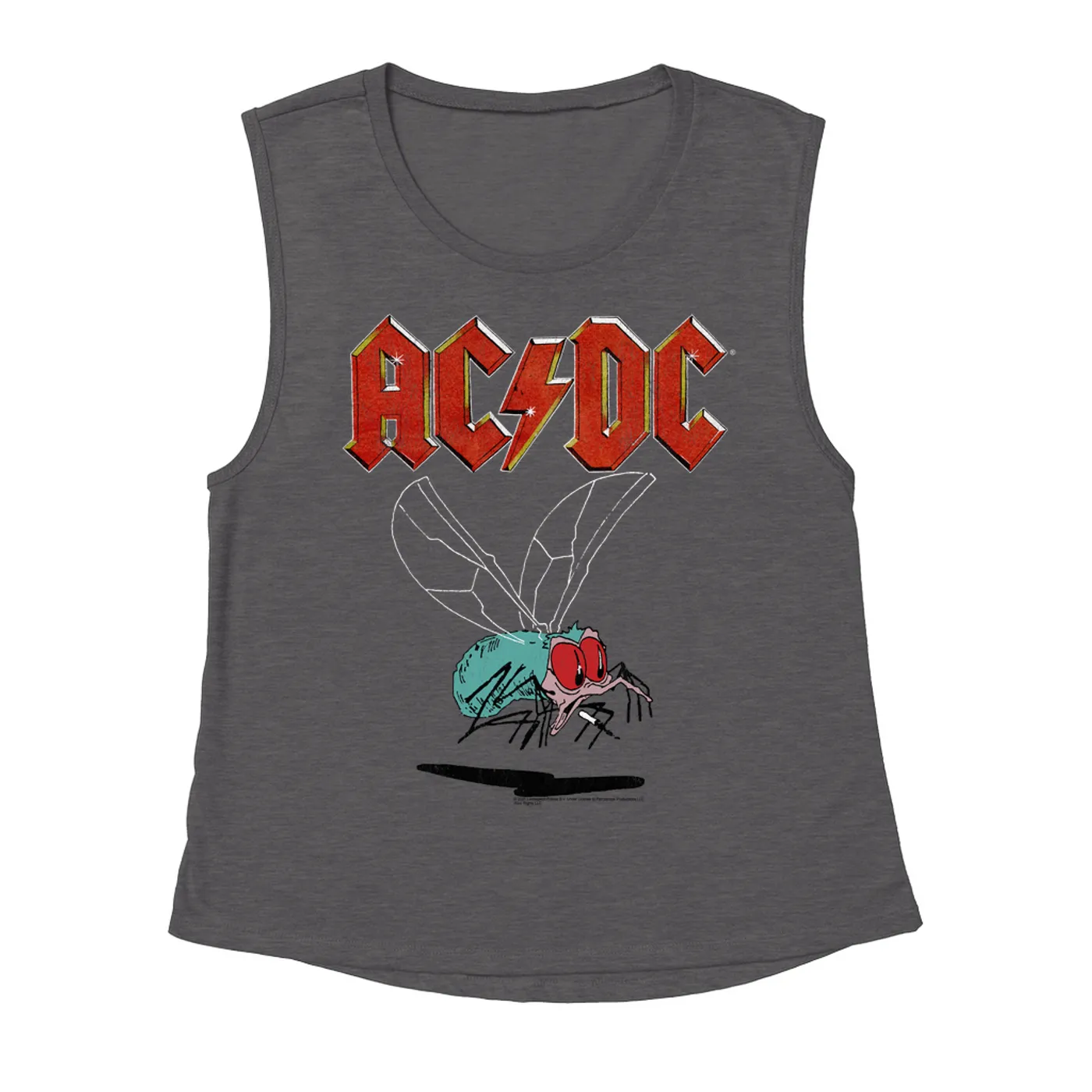 AC/DC Ladies' Muscle Tank Top | Fly On The Wall Tour Design Distressed ACDC Shirt