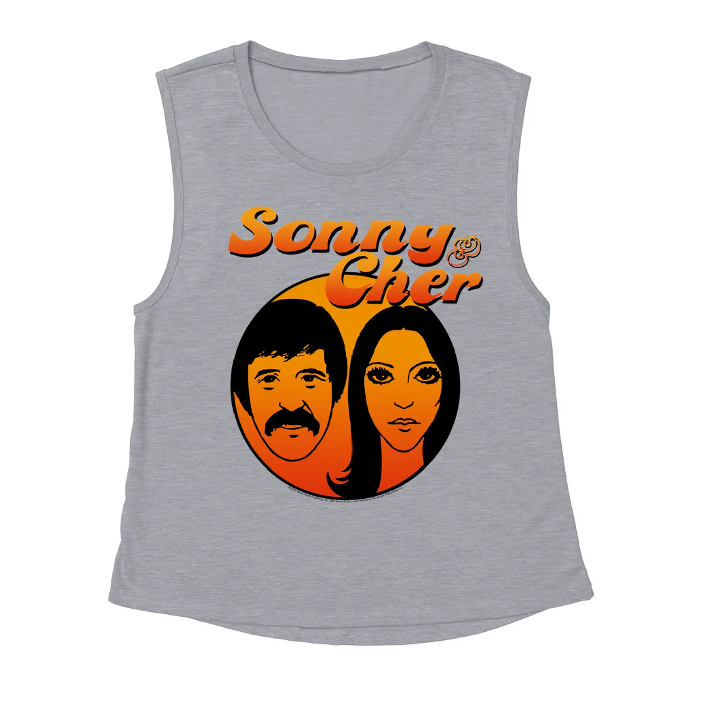 Sonny & Cher Ladies' Muscle Tank Top | Comedy Hour Illustration And Logo Ombre Sonny and Cher Shirt