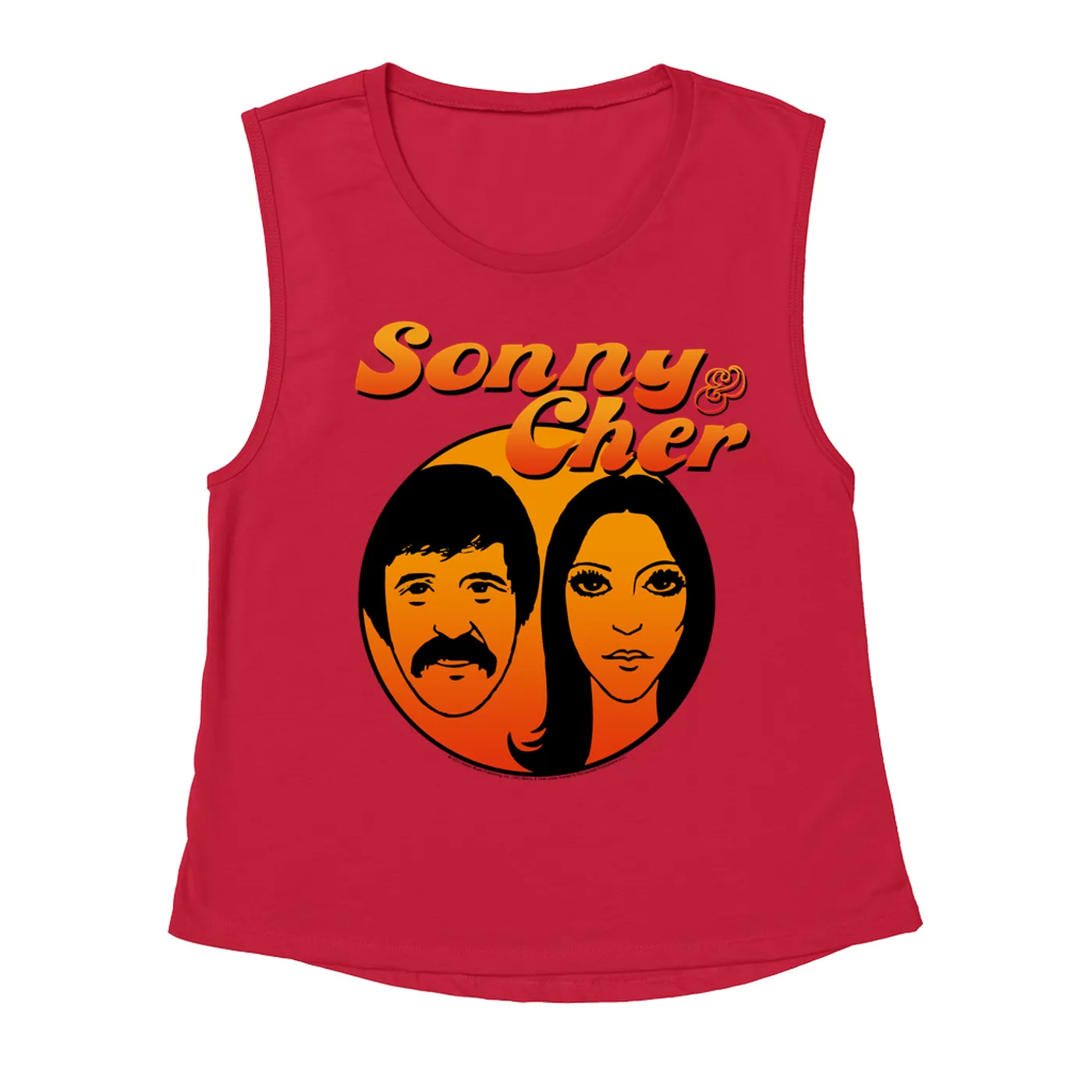 Sonny & Cher Ladies' Muscle Tank Top | Comedy Hour Illustration And Logo Ombre Sonny and Cher Shirt