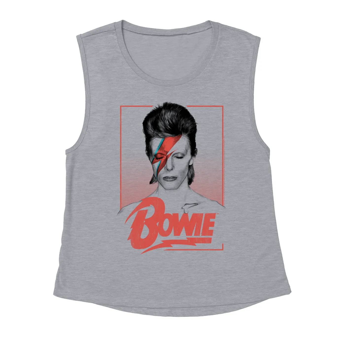 David Bowie Ladies' Muscle Tank Top | Aladdin Sane Bowie Red Image David Bowie Shirt