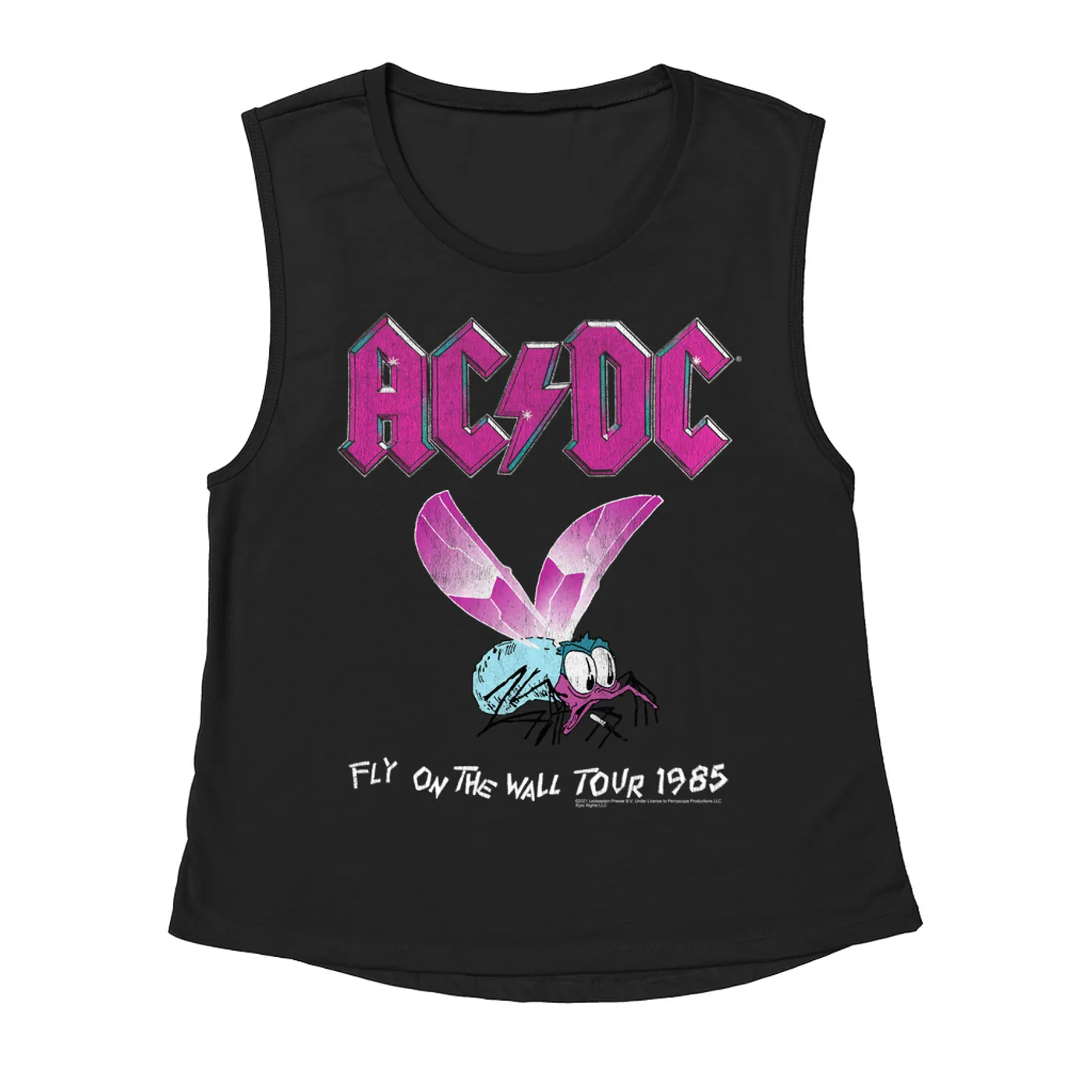 AC/DC Ladies' Muscle Tank Top | Fly On The Wall Tour 1985 ACDC Shirt