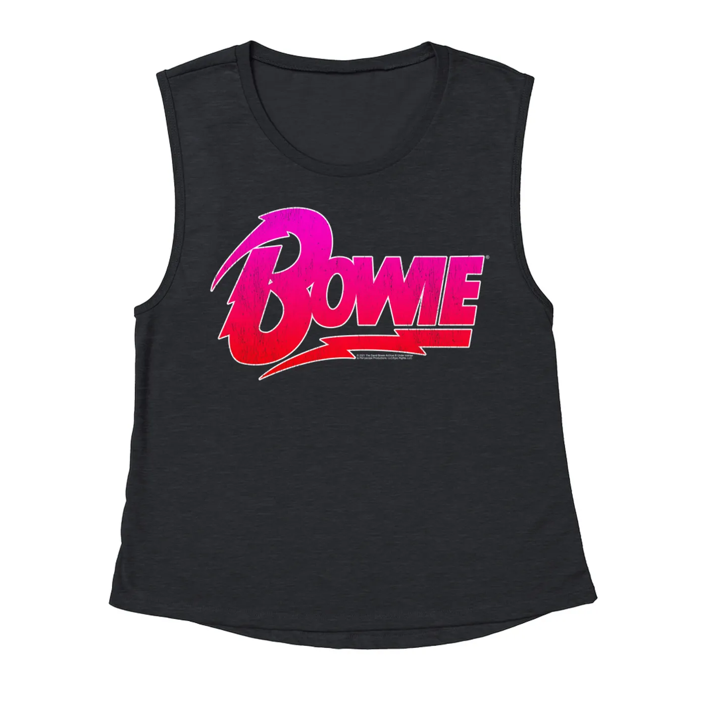 David Bowie Ladies' Muscle Tank Top | Pink and Red Bowie Logo David Bowie Shirt (Merchbar Exclusive)