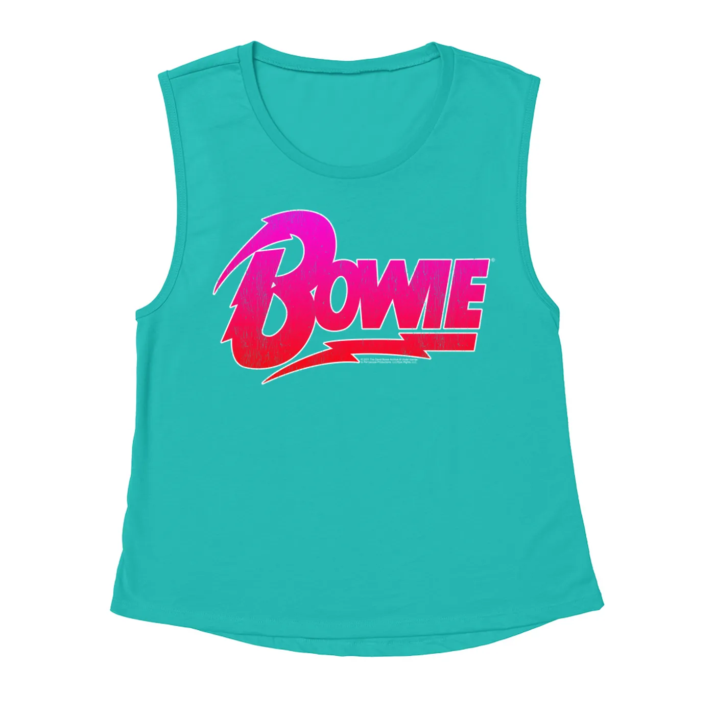 David Bowie Ladies' Muscle Tank Top | Pink and Red Bowie Logo David Bowie Shirt (Merchbar Exclusive)