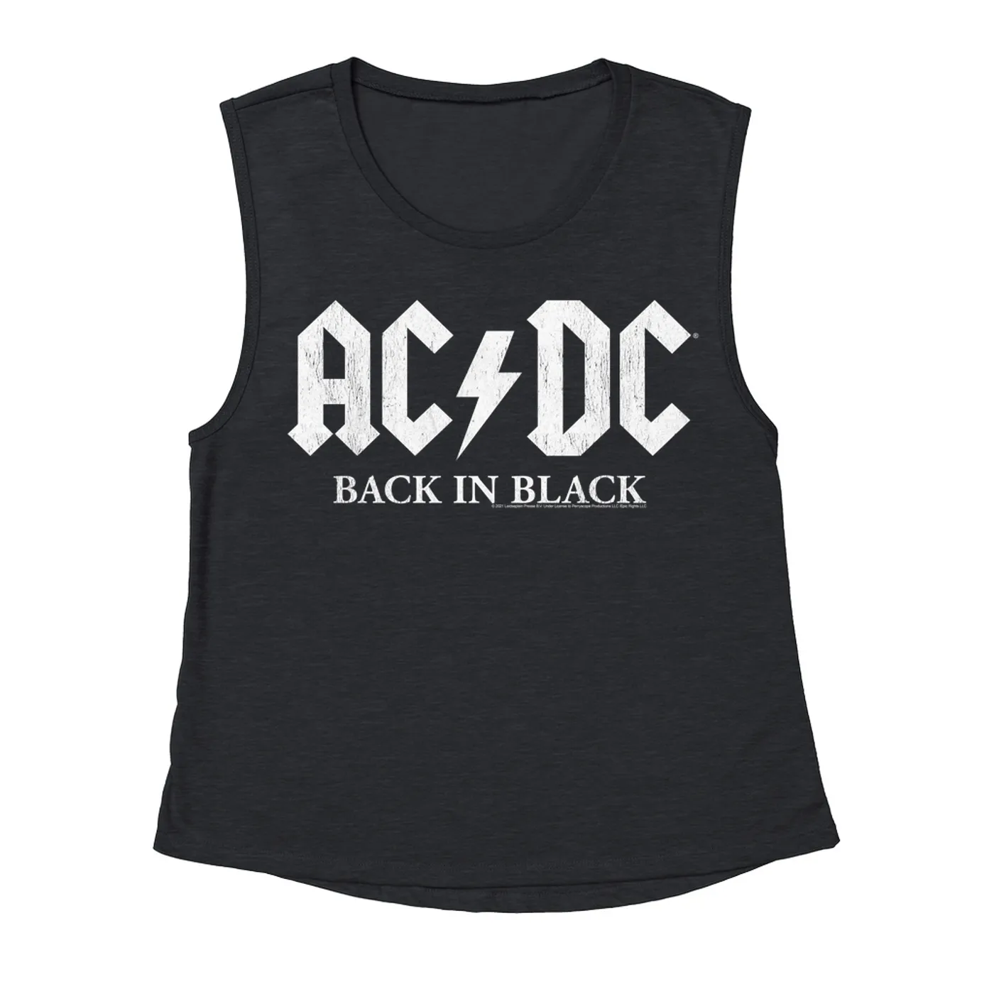 AC/DC Ladies' Muscle Tank Top | Back In Black US White Design ACDC Shirt