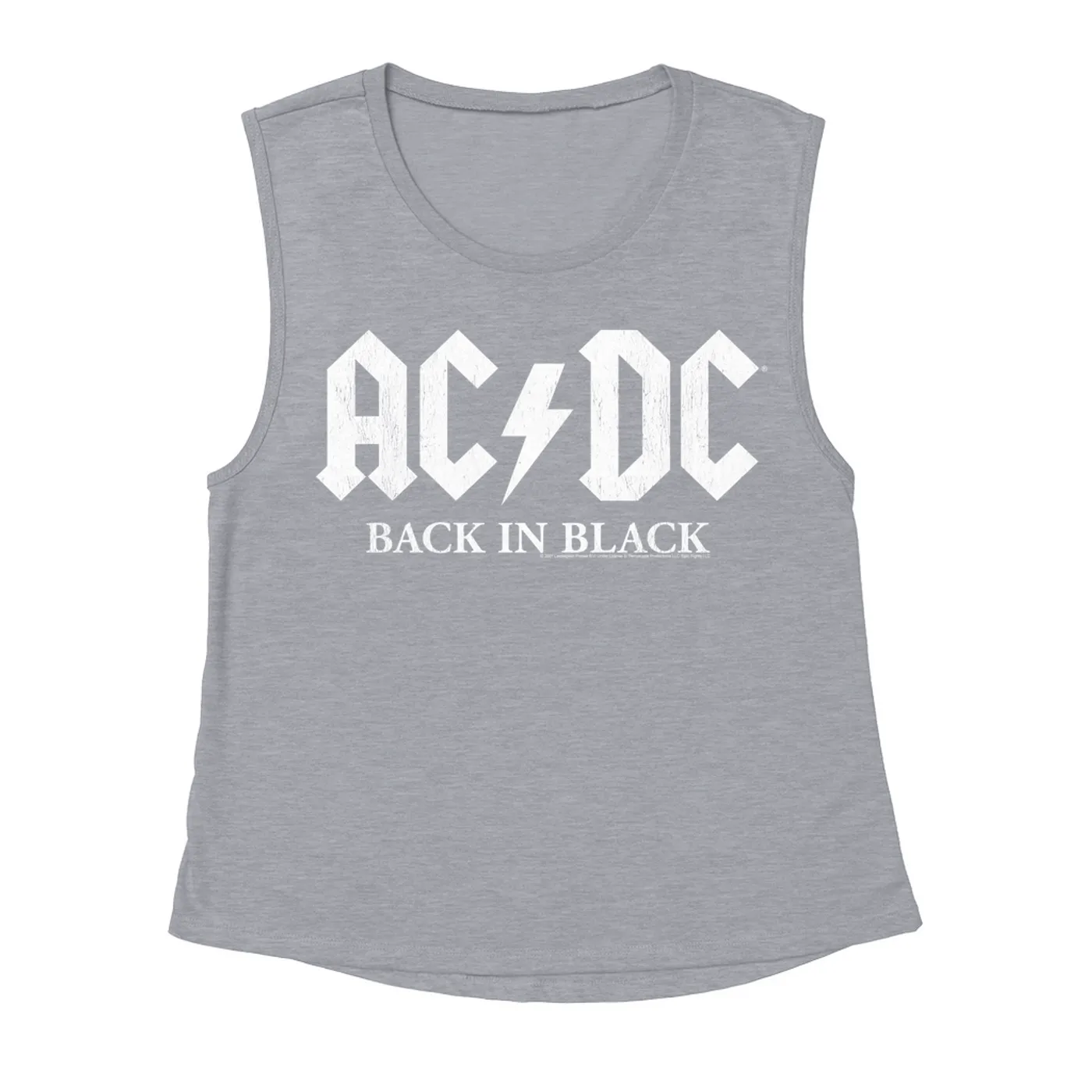AC/DC Ladies' Muscle Tank Top | Back In Black US White Design ACDC Shirt