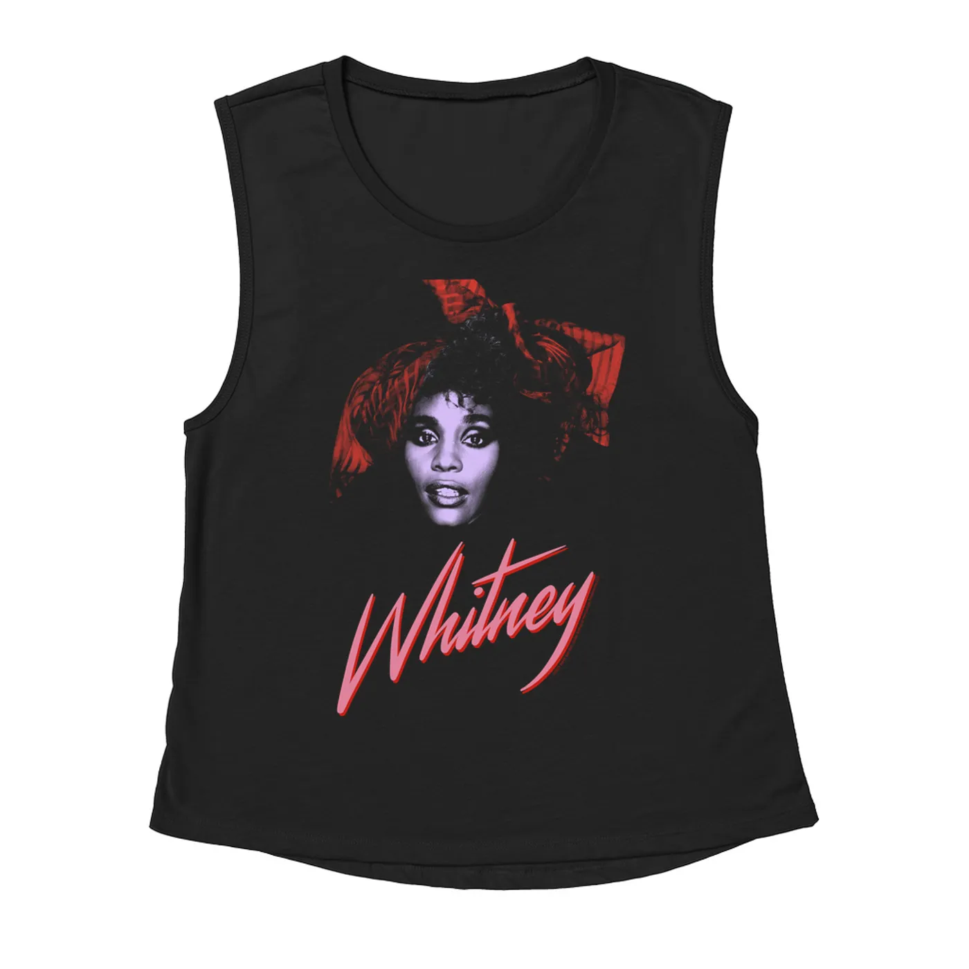Whitney Houston Ladies' Muscle Tank Top | Purple And Red 1987 Photo Design Whitney Houston Shirt (Merchbar Exclusive)