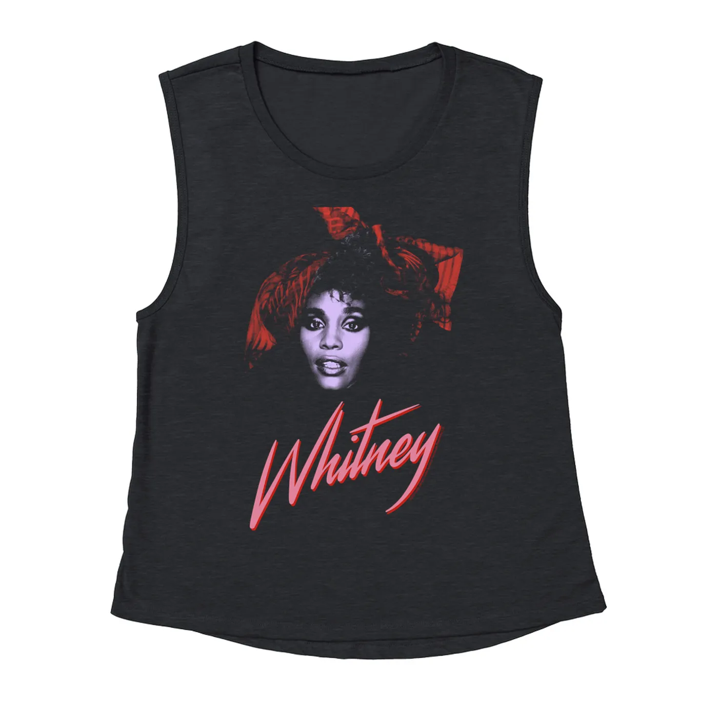 Whitney Houston Ladies' Muscle Tank Top | Purple And Red 1987 Photo Design Whitney Houston Shirt (Merchbar Exclusive)
