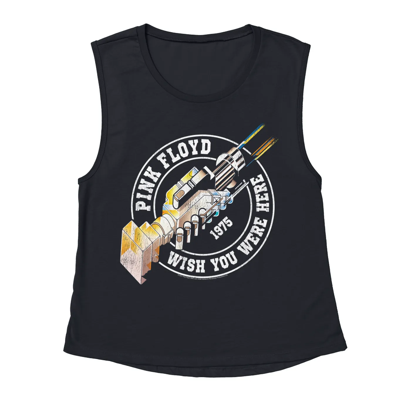 Pink Floyd Ladies' Muscle Tank Top | Wish You Were Here Sticker Design Pink Floyd Shirt