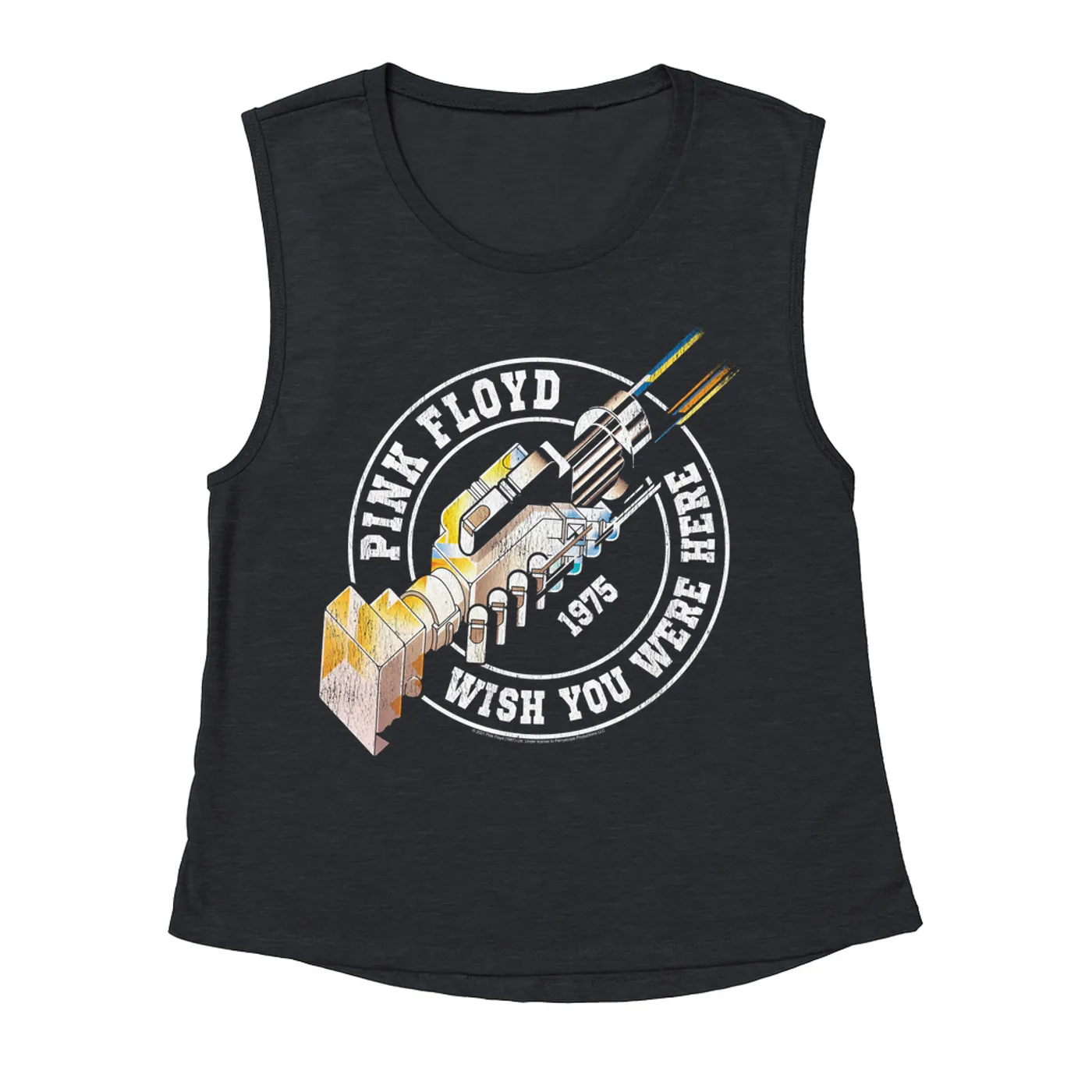 Pink Floyd Ladies' Muscle Tank Top | Wish You Were Here Sticker Design Pink Floyd Shirt