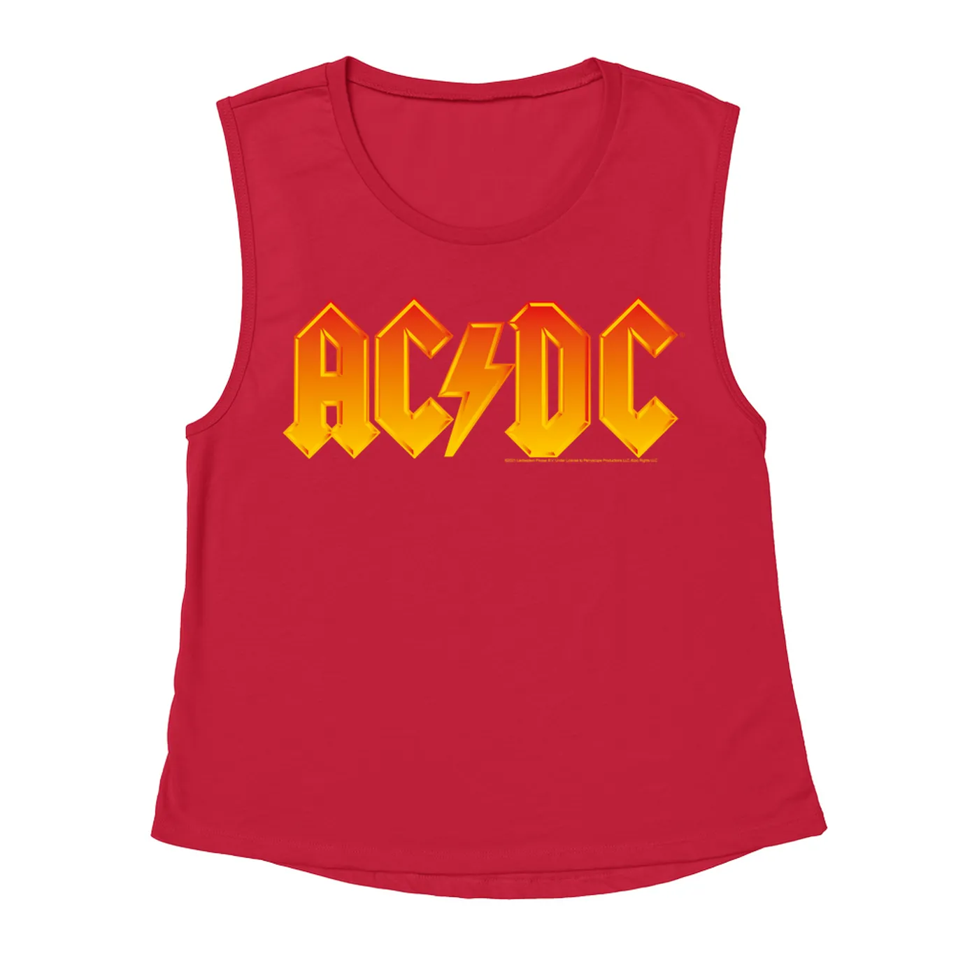 AC/DC Ladies' Muscle Tank Top | Orange Yellow Gradient Logo ACDC Shirt