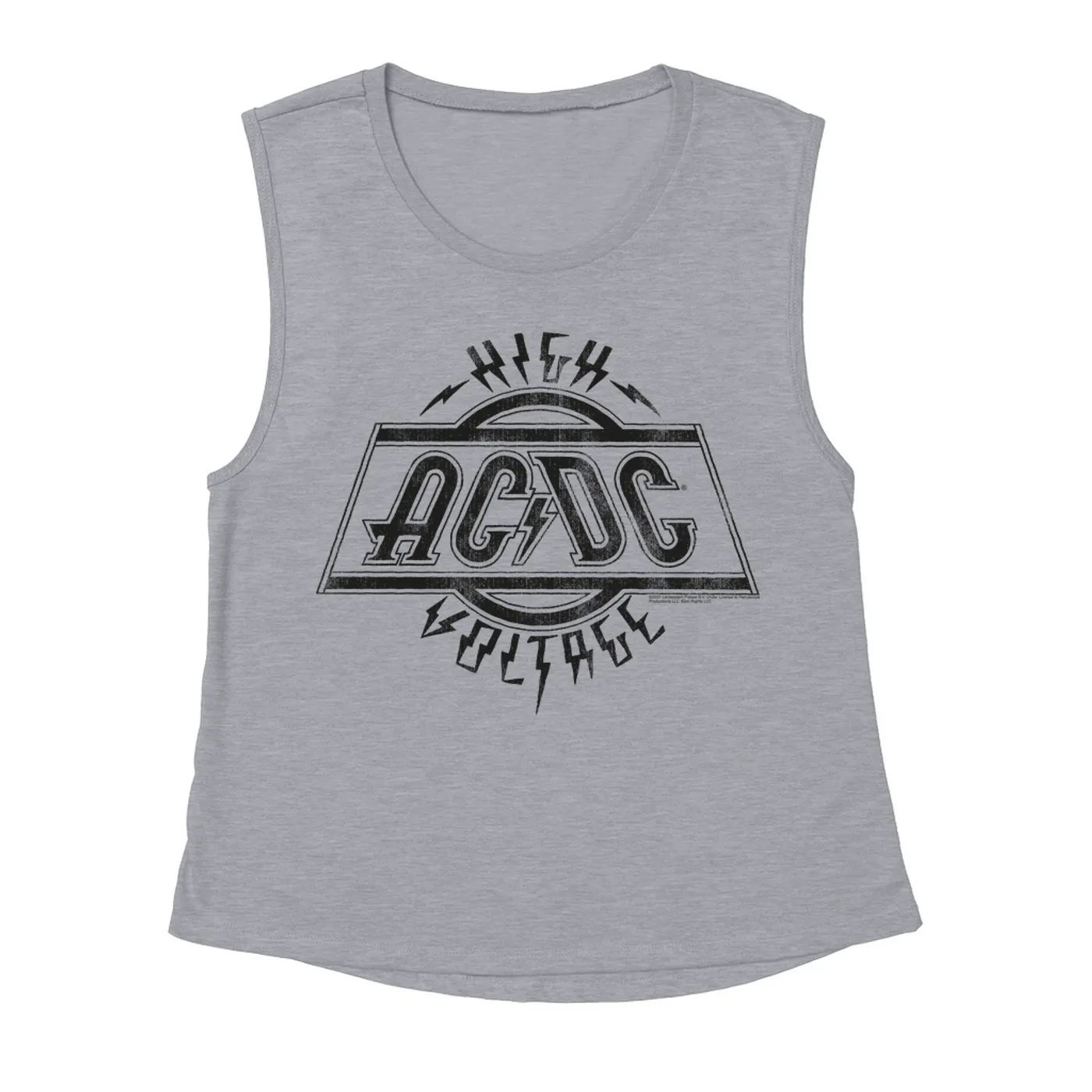 AC/DC Ladies' Muscle Tank Top | High Voltage Logo Distressed ACDC Shirt