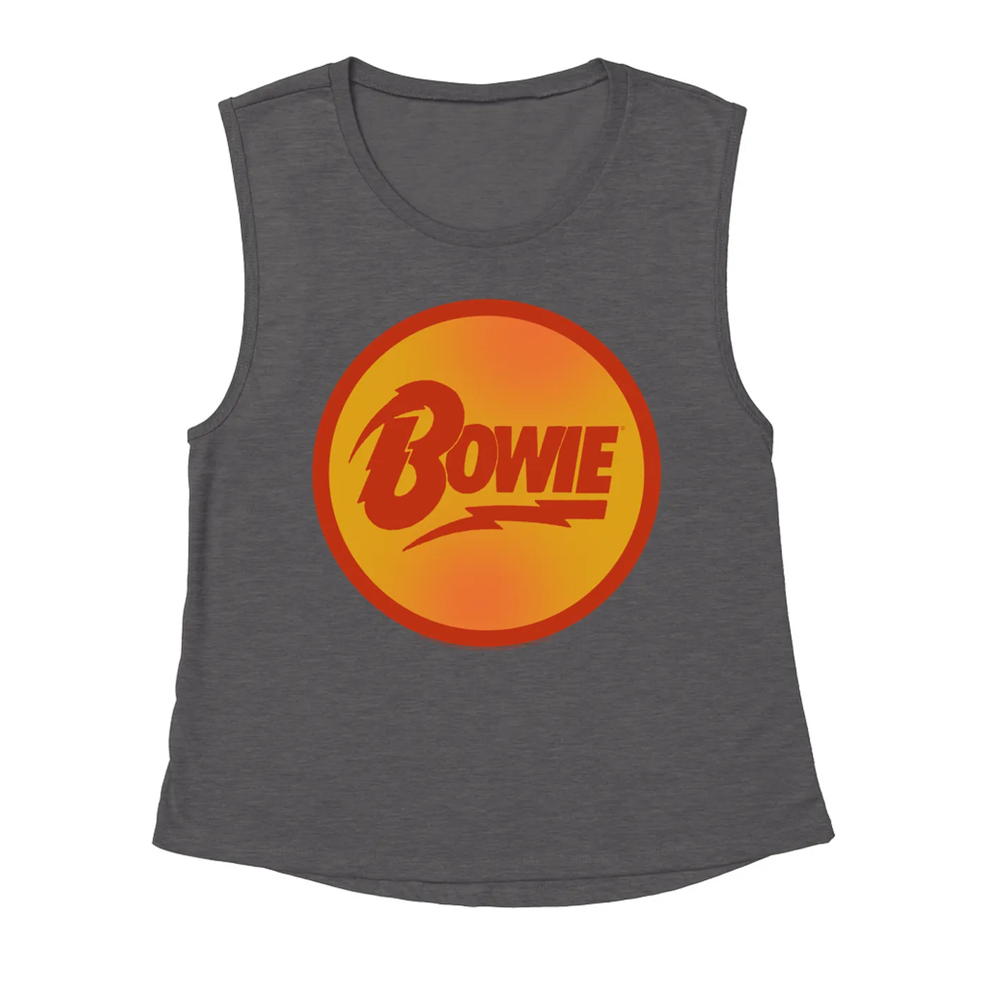 David Bowie Ladies' Muscle Tank Top | Bowie Orange And Red Circle Logo David Bowie Shirt