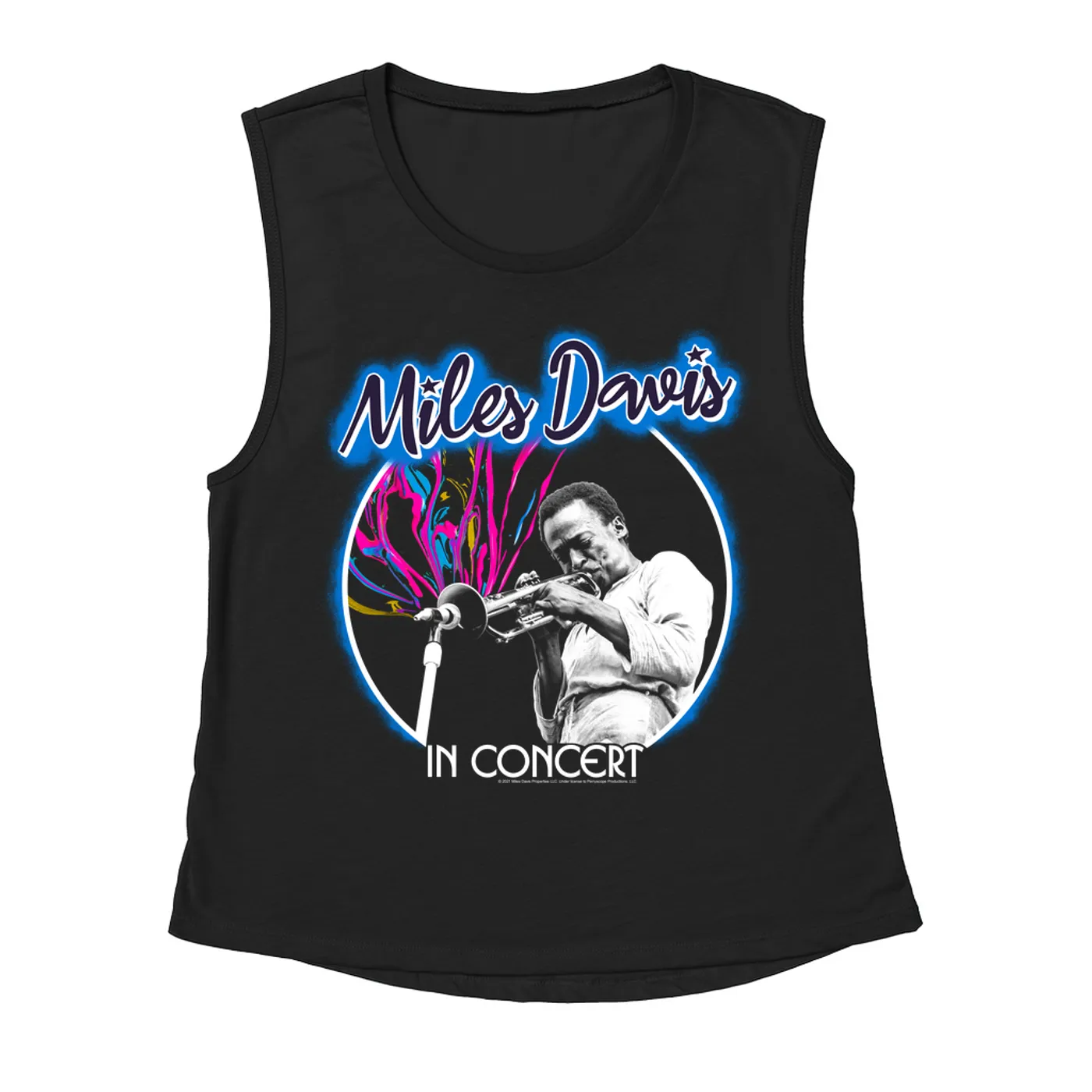 Miles Davis Ladies' Muscle Tank Top | Miles In Concert Colorful Design Miles Davis Shirt