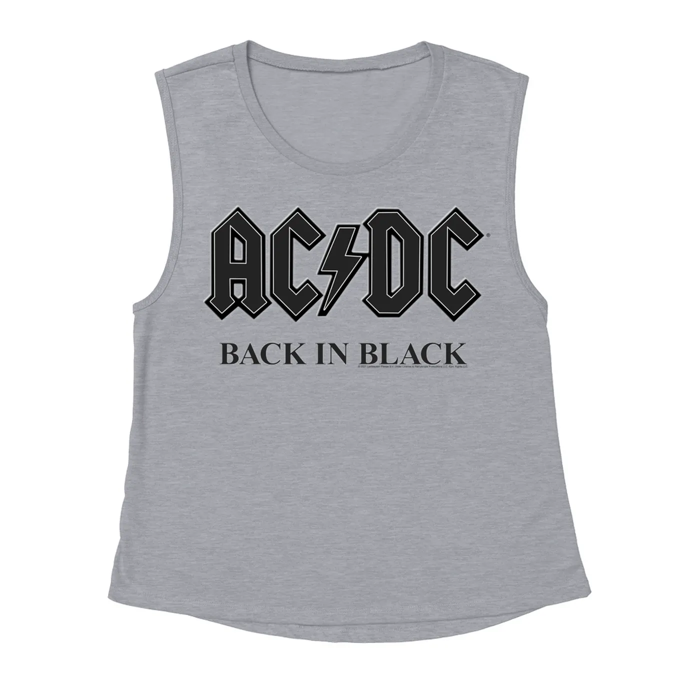 AC/DC Ladies' Muscle Tank Top | Back In Black Charcoal Design ACDC Shirt