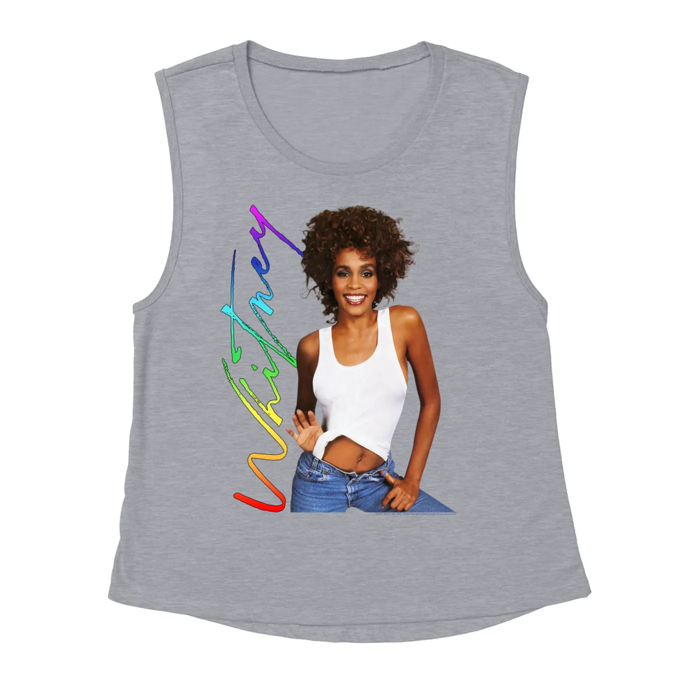 Whitney Houston Ladies' Muscle Tank Top | 1987 Album Photo Rainbow Signature Image Whitney Houston Shirt (Merchbar Exclusive)