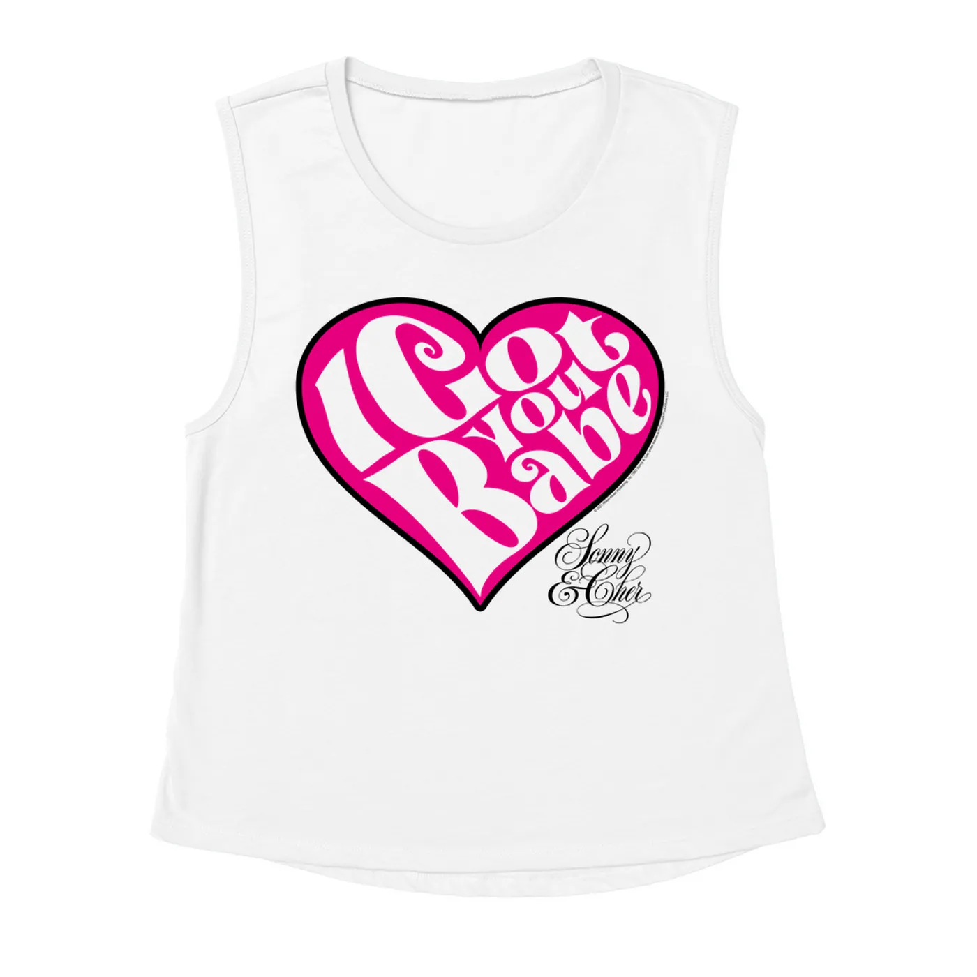 Sonny & Cher Ladies' Muscle Tank Top | I Got You Babe Heart And Logo Sonny and Cher Shirt (Merchbar Exclusive)