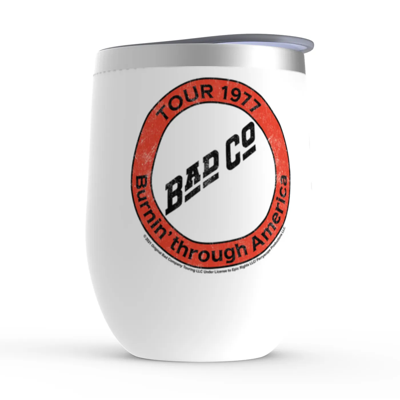 Bad Company Wine Tumbler | Burnin Sky Tour 1977 Distressed Bad Company Stemless Wine Tumbler (Merchbar Exclusive)
