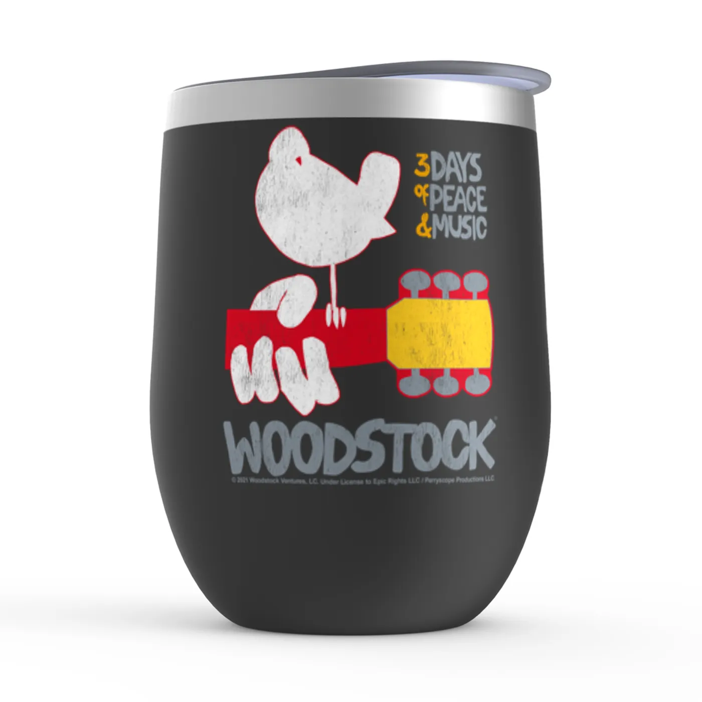 Woodstock Wine Tumbler | 3 Days Of Peace And Music Logo Woodstock Stemless Wine Tumbler (Merchbar Exclusive)