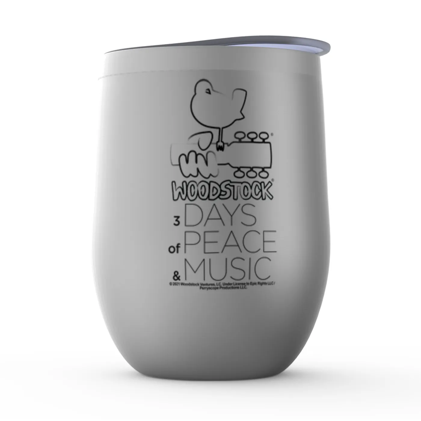 Woodstock Wine Tumbler | 3 Days Of Peace And Music Drawing Woodstock Stemless Wine Tumbler (Merchbar Exclusive)