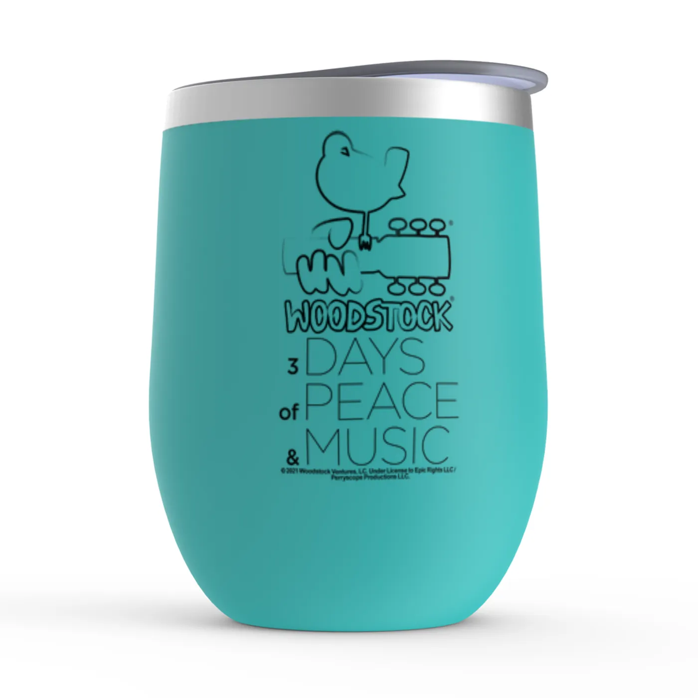 Woodstock Wine Tumbler | 3 Days Of Peace And Music Drawing Woodstock Stemless Wine Tumbler (Merchbar Exclusive)
