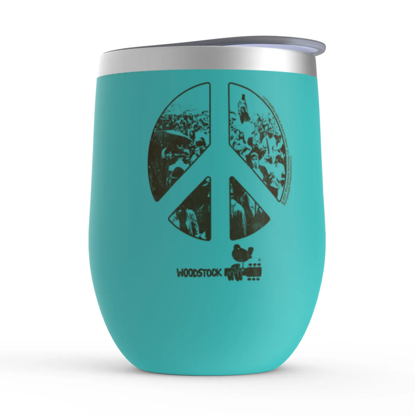 Woodstock Wine Tumbler | Crowd Photo Peace Sign Woodstock Stemless Wine Tumbler (Merchbar Exclusive)