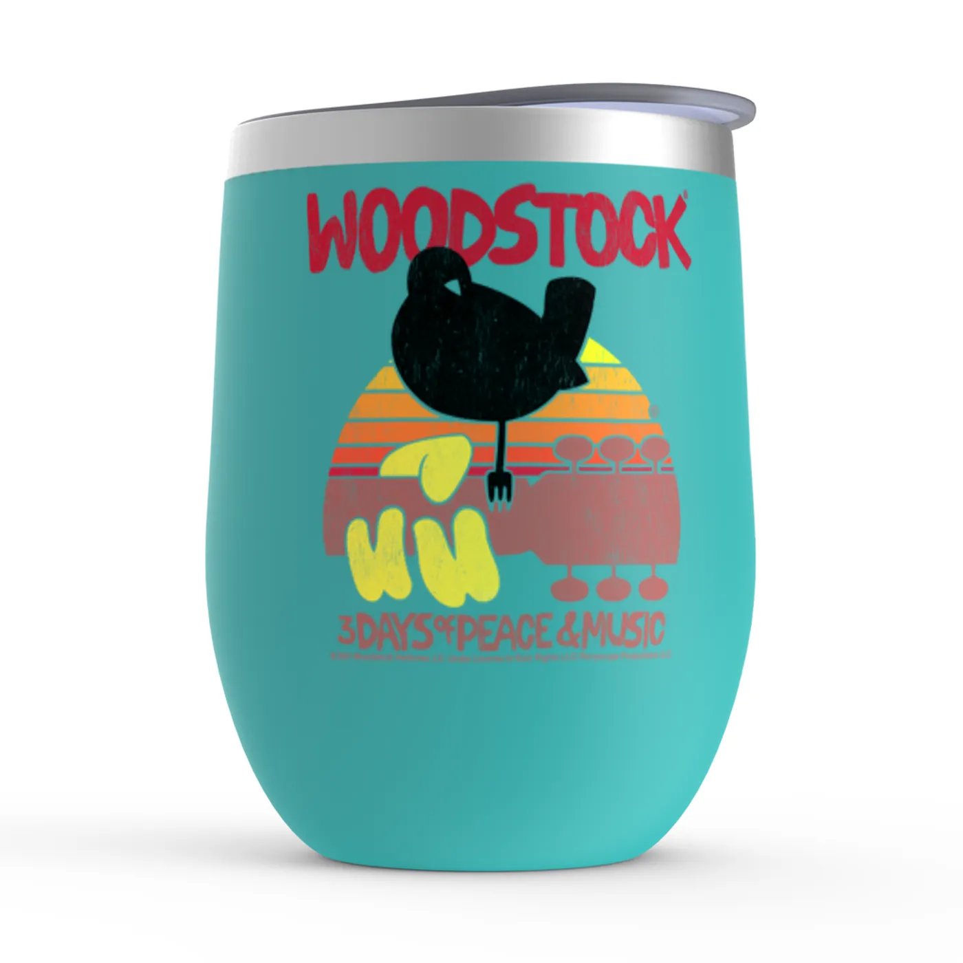 Woodstock Wine Tumbler | Bird And Guitar Woodstock Sunset Woodstock Stemless Wine Tumbler (Merchbar Exclusive)