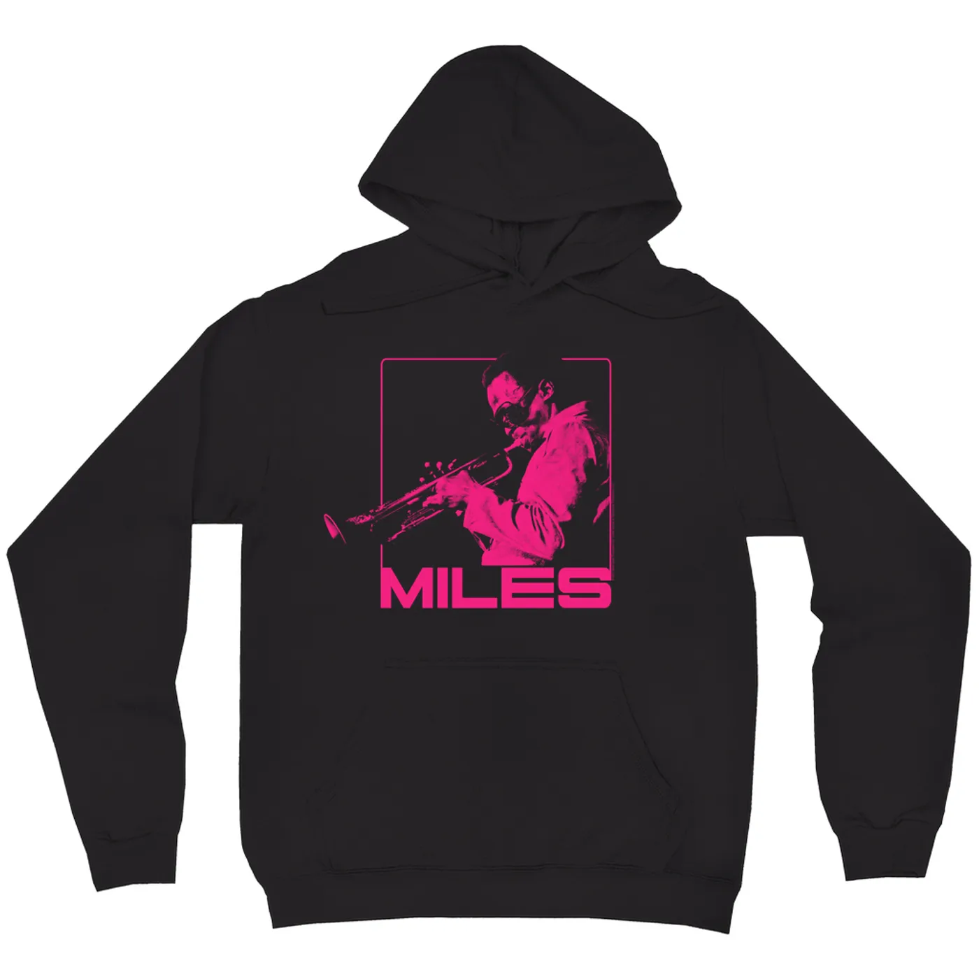Miles Davis Hoodie | Miles Playing Trumpet Hot Pink Design Miles Davis Hoodie