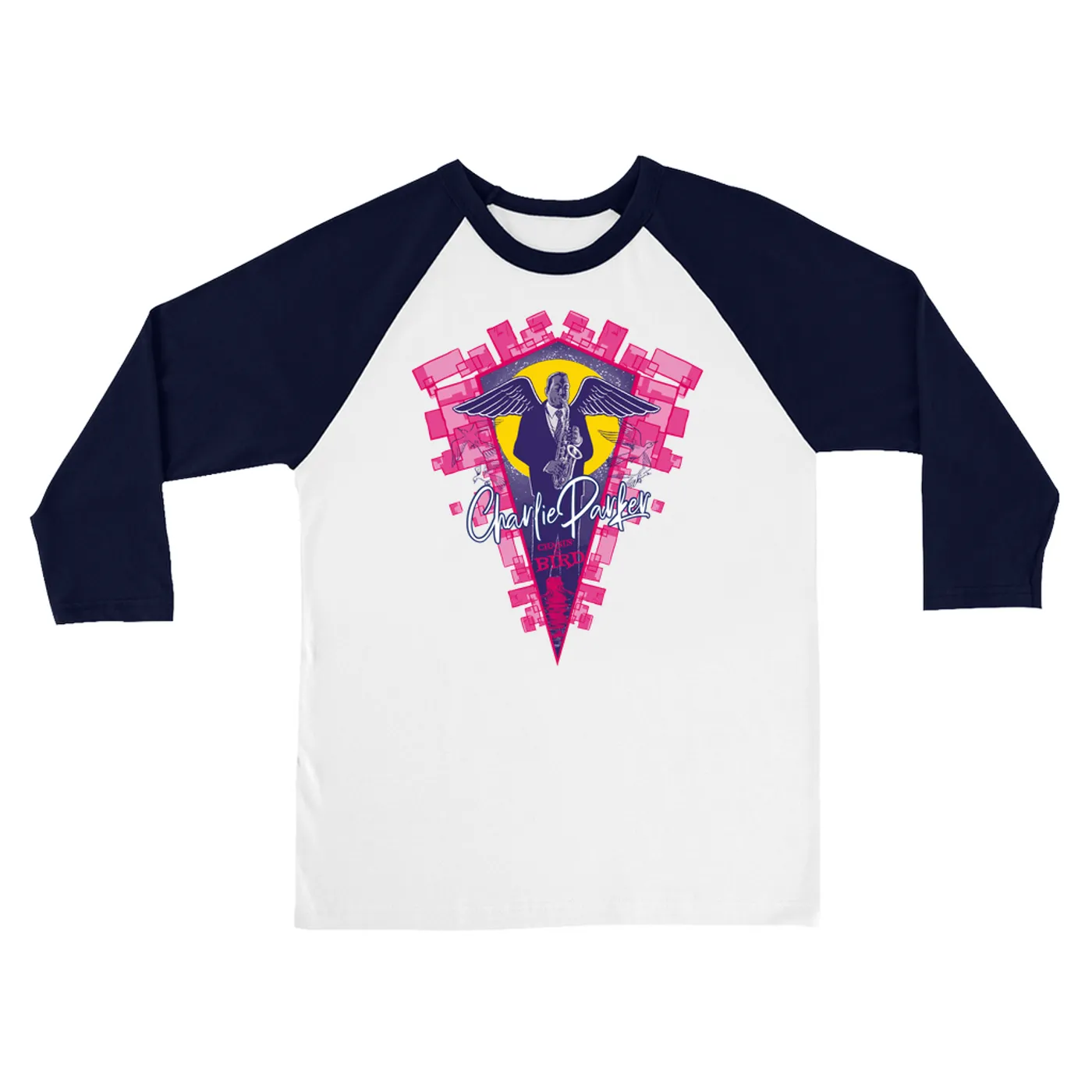 Charlie Parker 3/4 Sleeve Baseball Tee | Chasin' The Bird Charlie Wing Art Charlie Parker Shirt