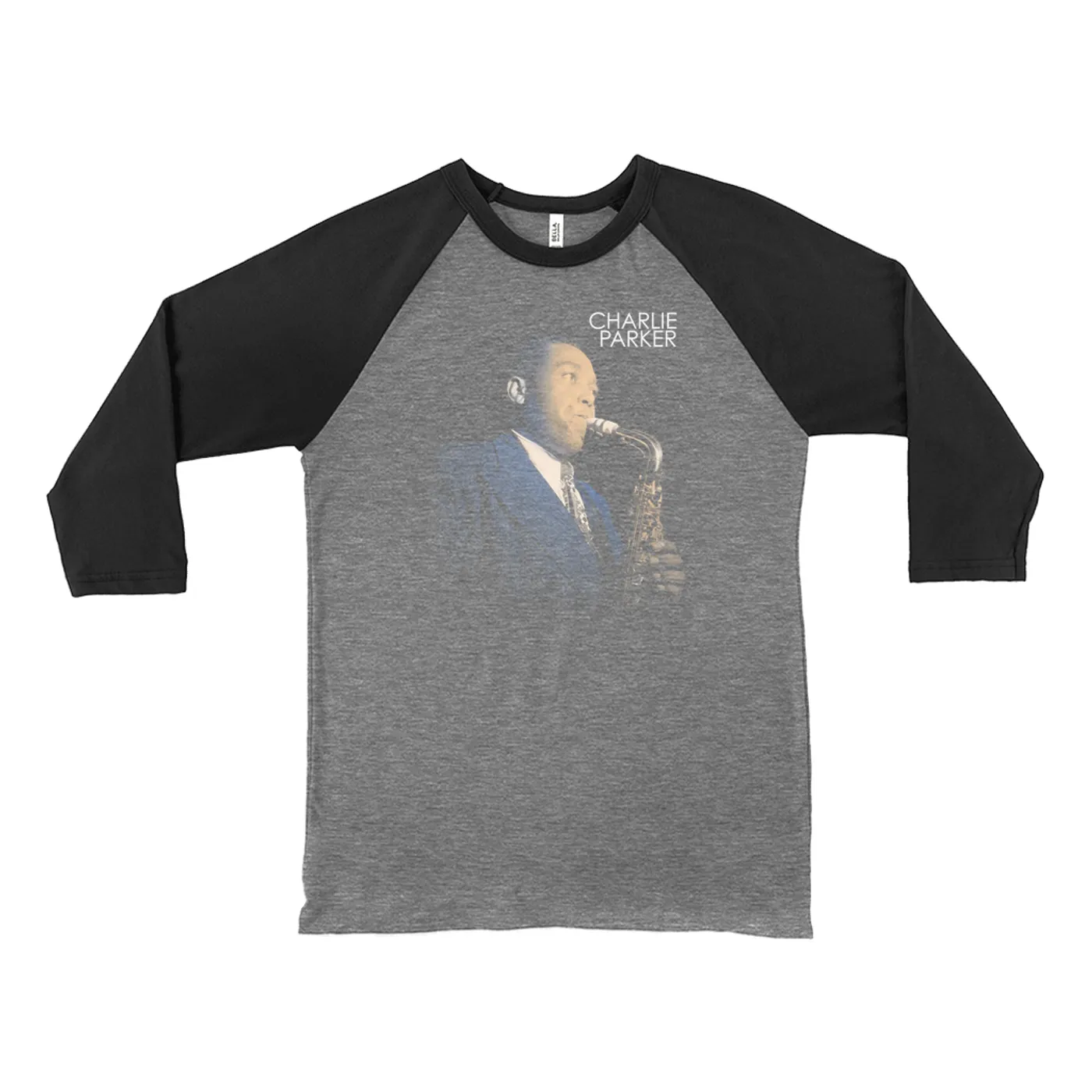 Charlie Parker 3/4 Sleeve Baseball Tee | Charlie Parker Trumpet Glow Design Charlie Parker Shirt
