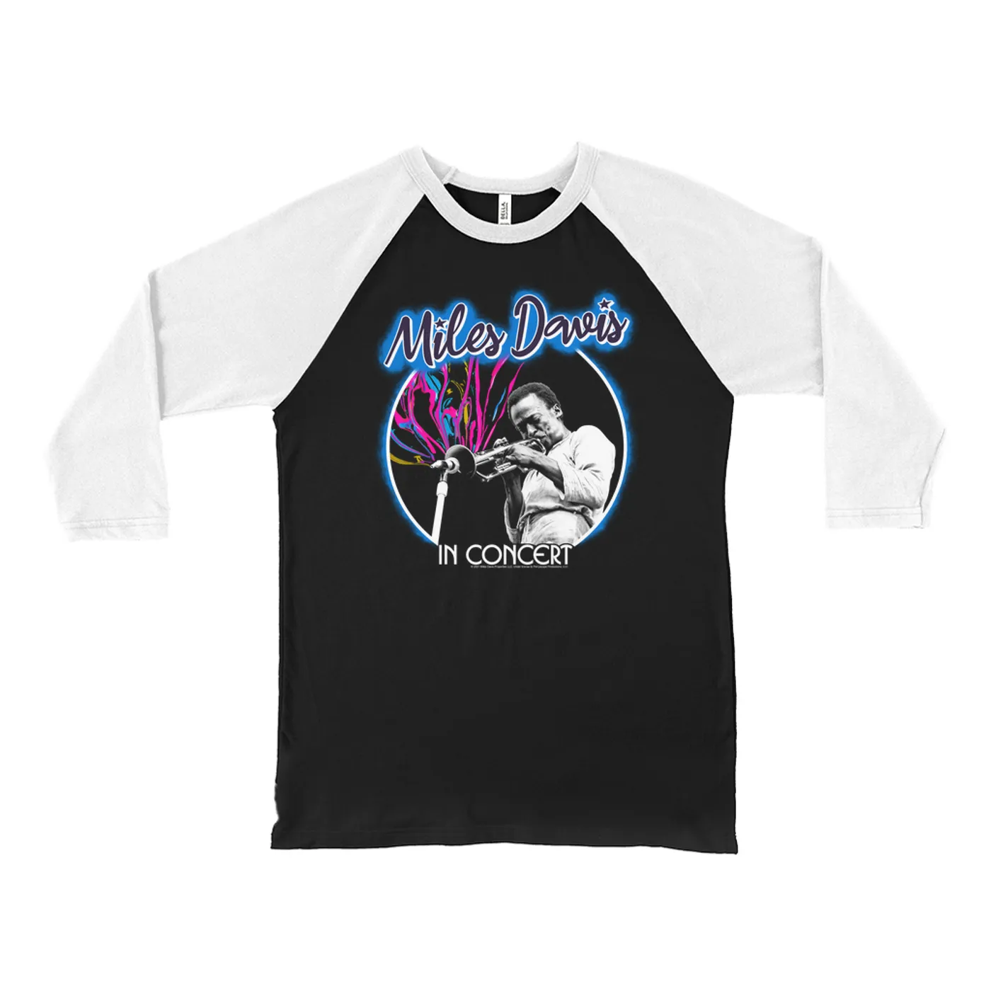 Miles Davis 3/4 Sleeve Baseball Tee | Miles In Concert Colorful Design Miles Davis Shirt