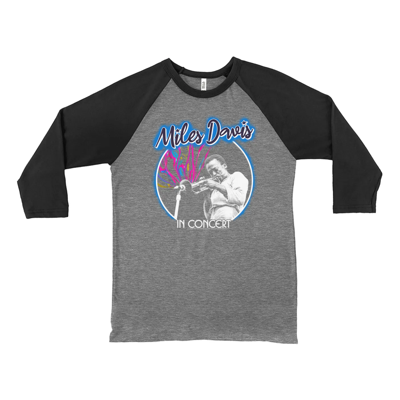Miles Davis 3/4 Sleeve Baseball Tee | Miles In Concert Colorful Design Miles Davis Shirt