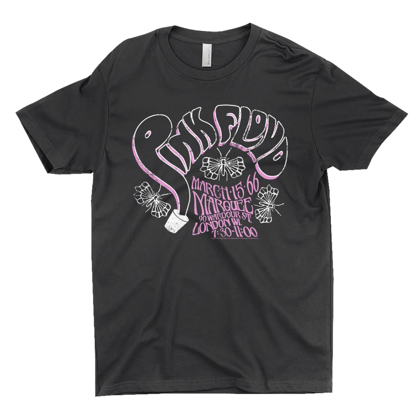 Pink Floyd T-Shirt | Marquee 1966 Concert Flyer Logo Distressed Pink Floyd Shirt