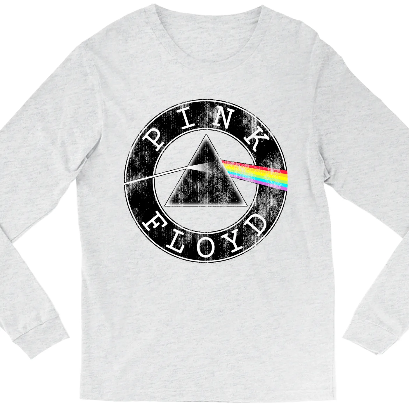 Pink Floyd Long Sleeve Shirt | Dark Side Of The Moon Circle Logo Distressed Pink Floyd Shirt