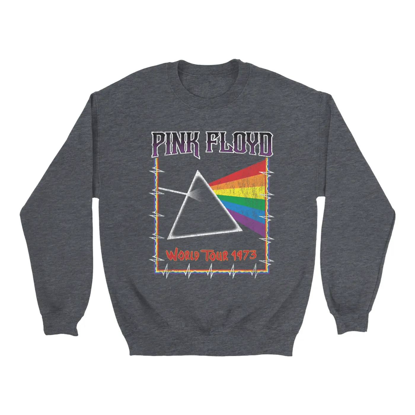 Pink Floyd Sweatshirt | World Tour 1980 Prism Design Distressed Pink Floyd Sweatshirt (Merchbar Exclusive)
