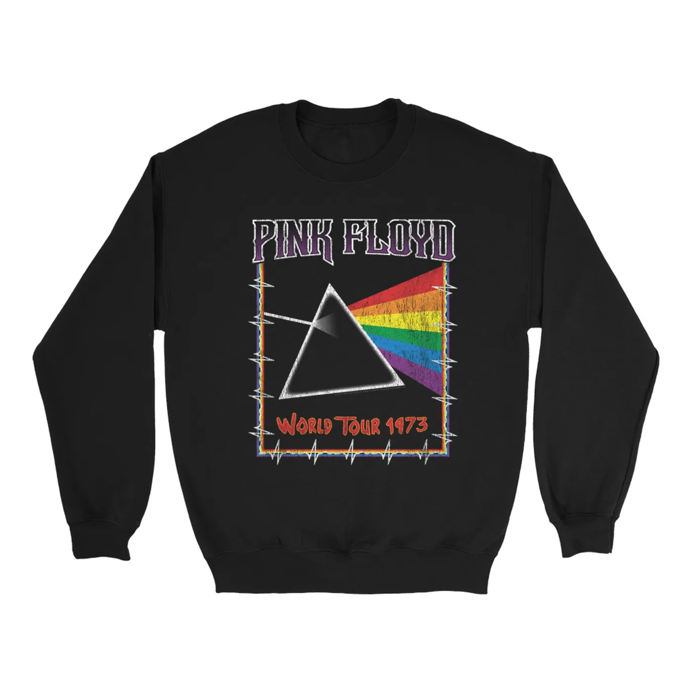 Pink Floyd Sweatshirt | World Tour 1980 Prism Design Distressed Pink Floyd Sweatshirt (Merchbar Exclusive)