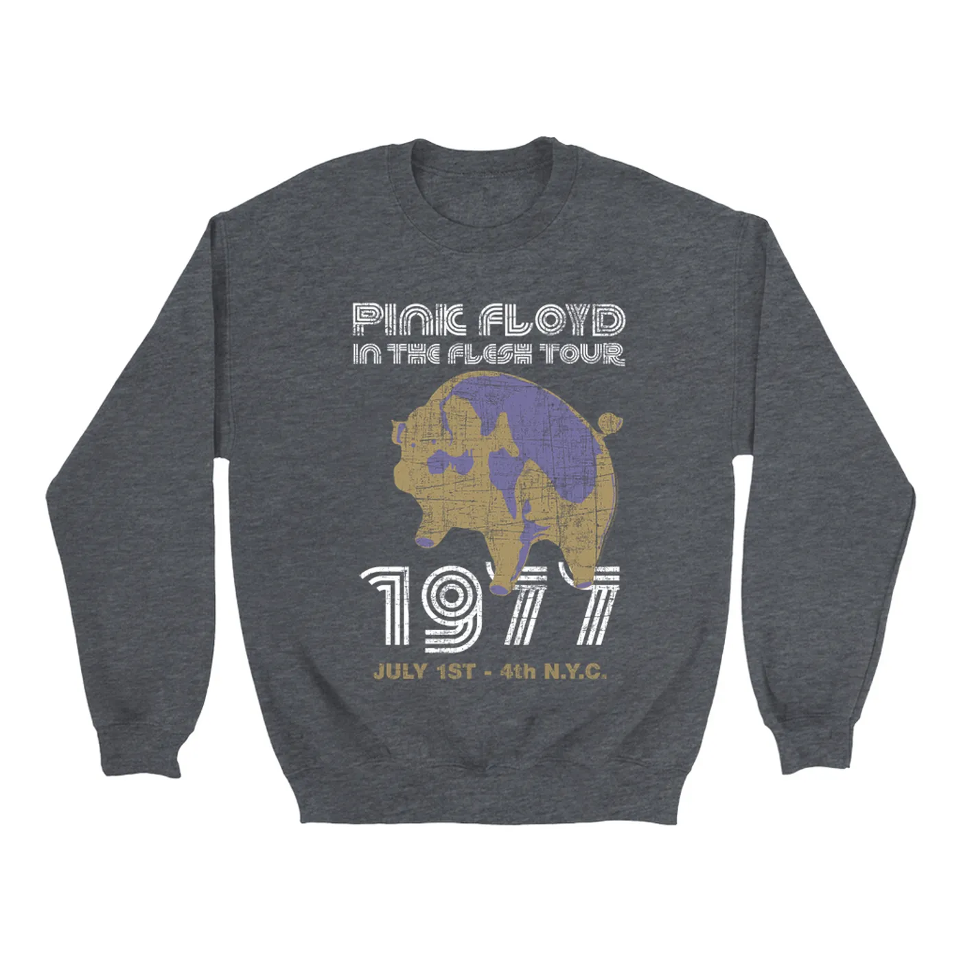 Pink Floyd Sweatshirt | In The Flesh 1977 NYC Concert Distressed Pink Floyd Sweatshirt (Merchbar Exclusive)