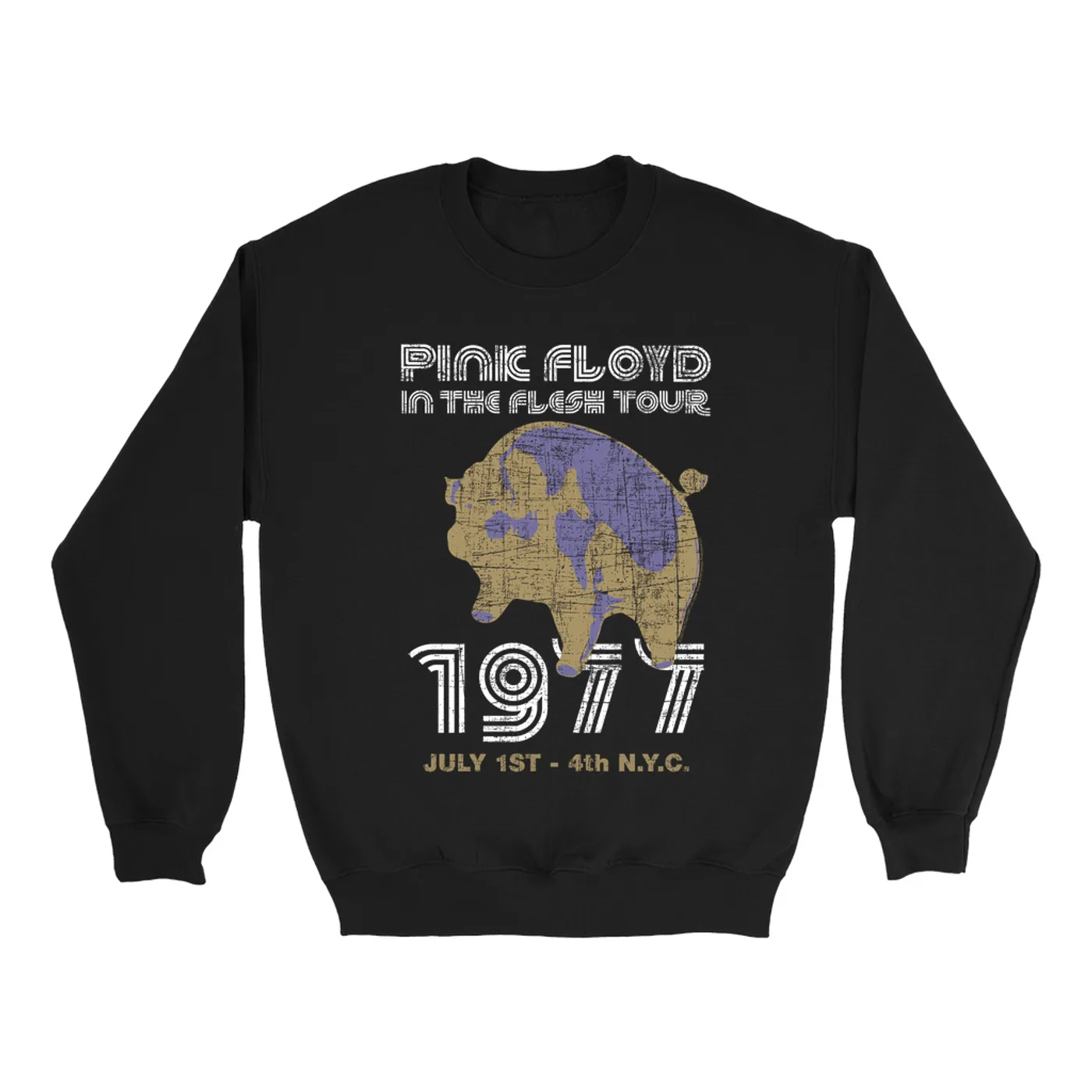 Pink Floyd Sweatshirt | In The Flesh 1977 NYC Concert Distressed Pink Floyd Sweatshirt (Merchbar Exclusive)