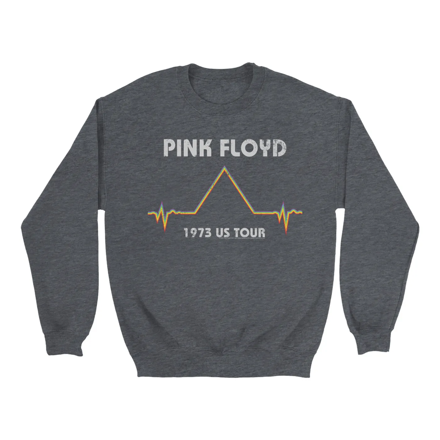 Pink Floyd Sweatshirt | 1973 US Tour Pyramid Heartbeat Design Distressed Pink Floyd Sweatshirt