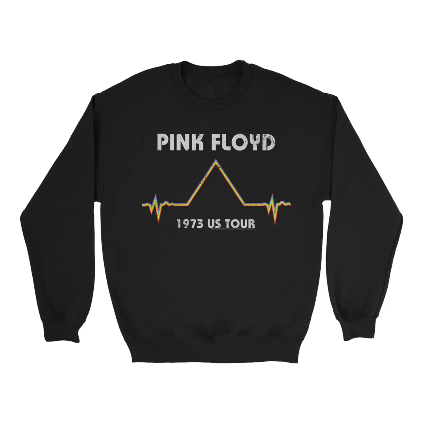 Pink Floyd Sweatshirt | 1973 US Tour Pyramid Heartbeat Design Distressed Pink Floyd Sweatshirt