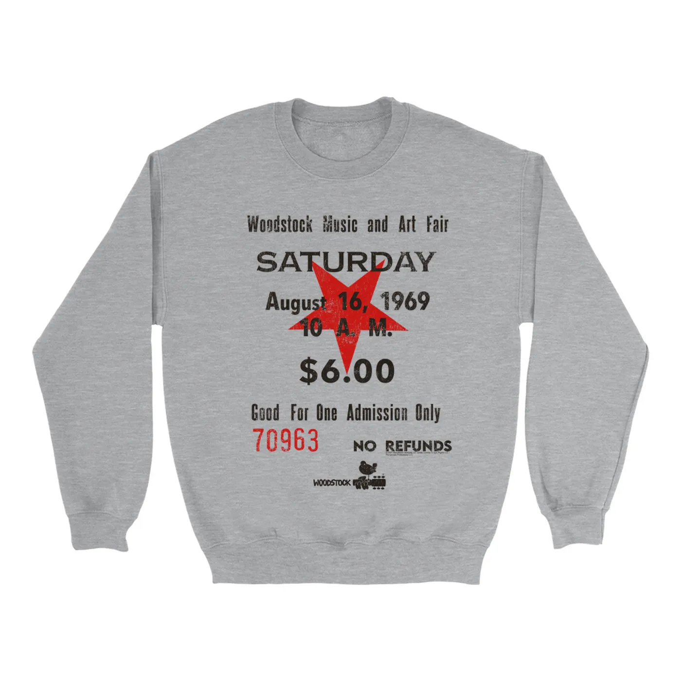 Woodstock Sweatshirt | Woodstock Music And Art Fair Ticket Stub Design Woodstock Sweatshirt