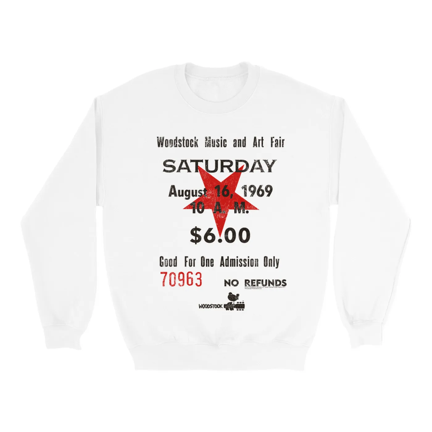 Woodstock Sweatshirt | Woodstock Music And Art Fair Ticket Stub Design Woodstock Sweatshirt