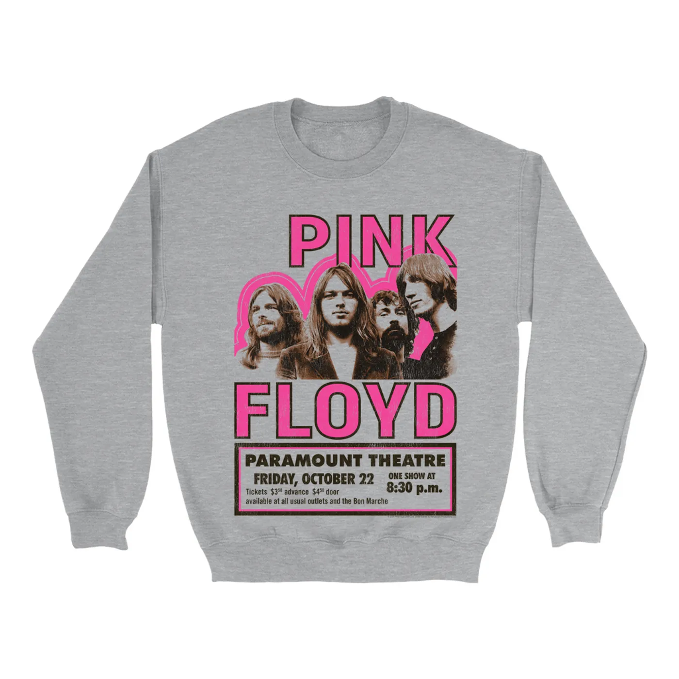 Pink Floyd Sweatshirt | Paramount Theater Concert Poster Image Pink Floyd Sweatshirt