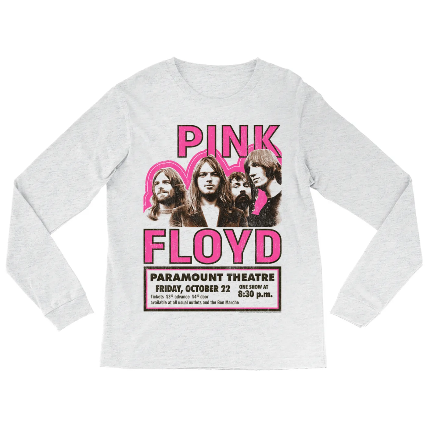 Pink Floyd Long Sleeve Shirt | Paramount Theater Concert Poster Image Pink Floyd Shirt