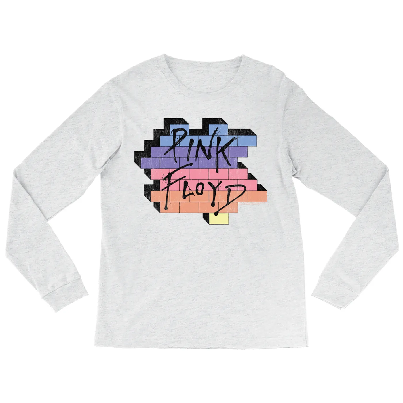 Pink Floyd Long Sleeve Shirt | Another Brick In The Wall Rainbow Ombre Image Distressed Pink Floyd Shirt