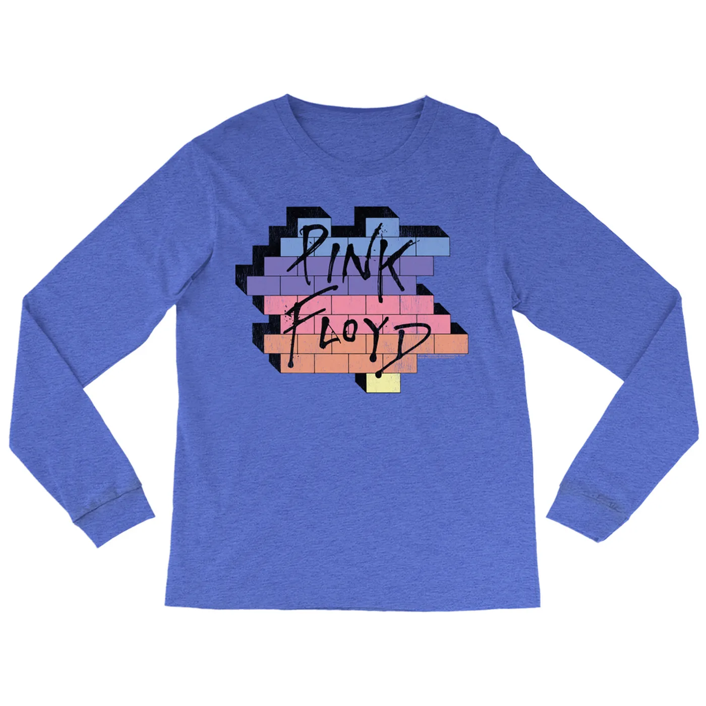 Pink Floyd Long Sleeve Shirt | Another Brick In The Wall Rainbow Ombre Image Distressed Pink Floyd Shirt