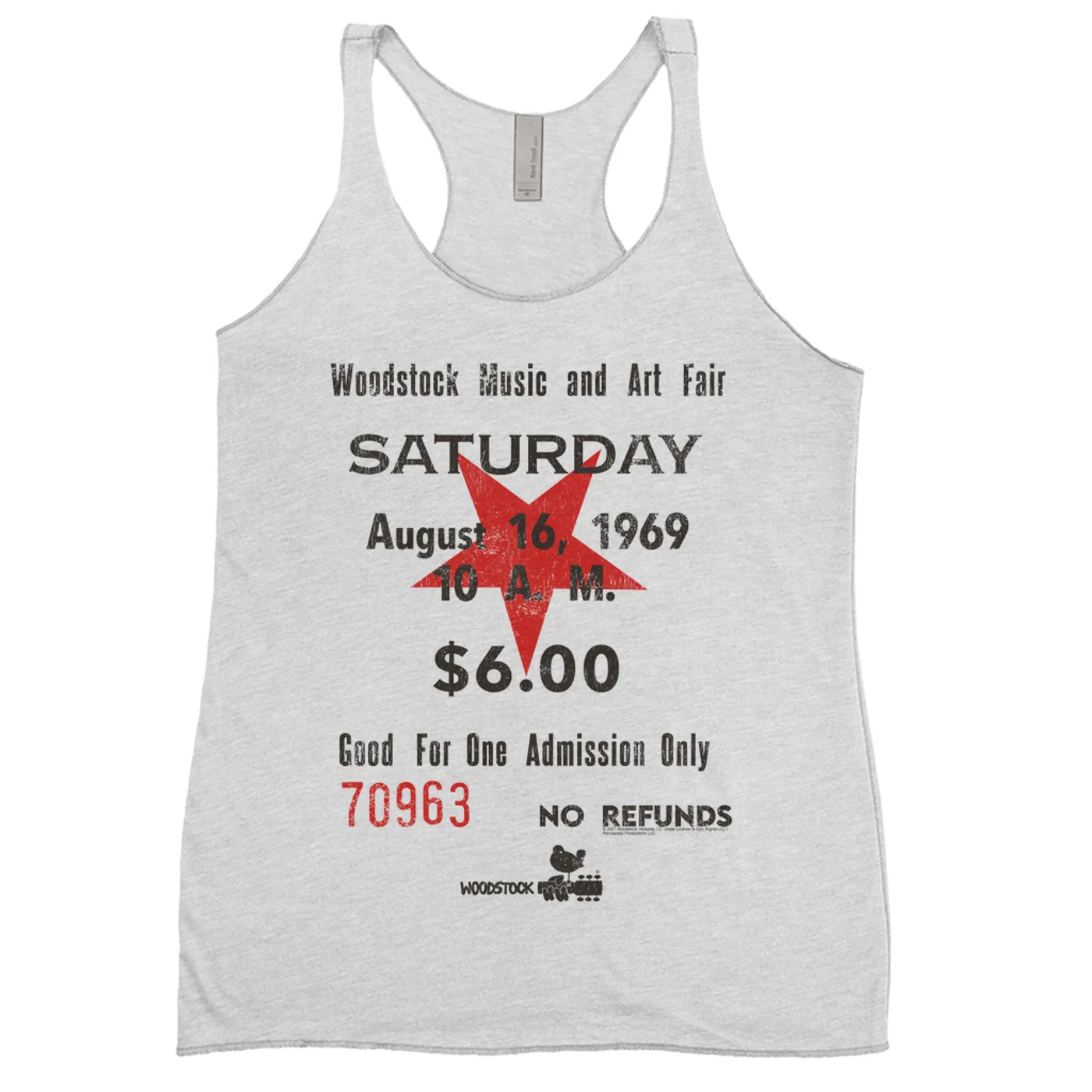 Woodstock Ladies' Tank Top | Woodstock Music And Art Fair Ticket Stub Design Woodstock Shirt