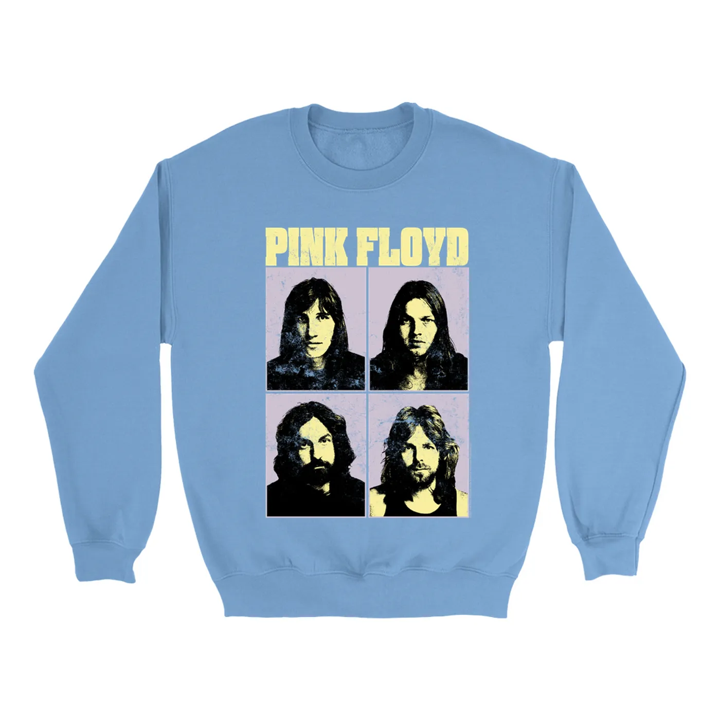 Pink Floyd Bright Colored Sweatshirt | Meddle Group Photo Pastel Image Distressed Pink Floyd Sweatshirt (Merchbar Exclusive)