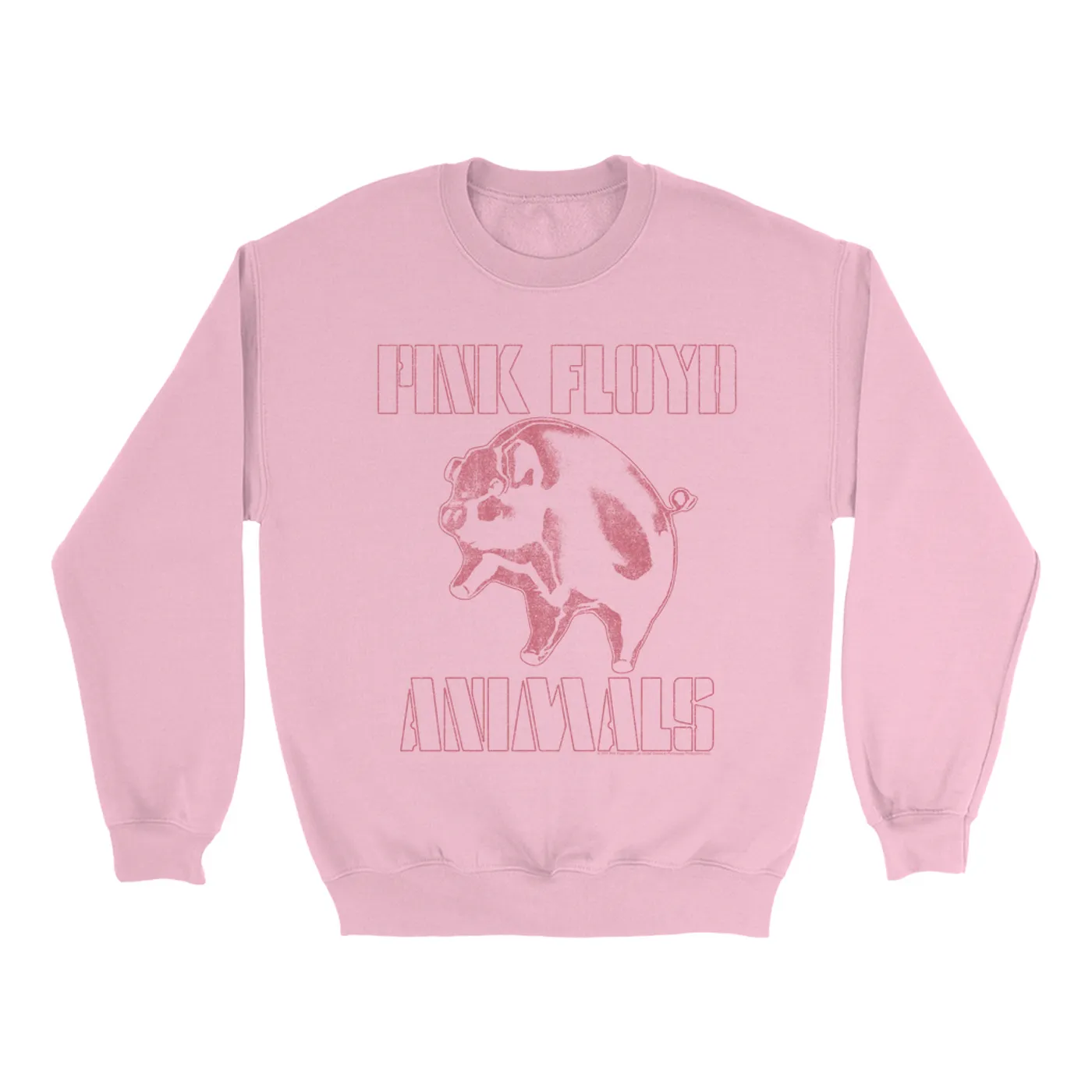 Pink Floyd Bright Colored Sweatshirt | Pink Distressed 1978 NYC In The Flesh Concert Pink Floyd Sweatshirt