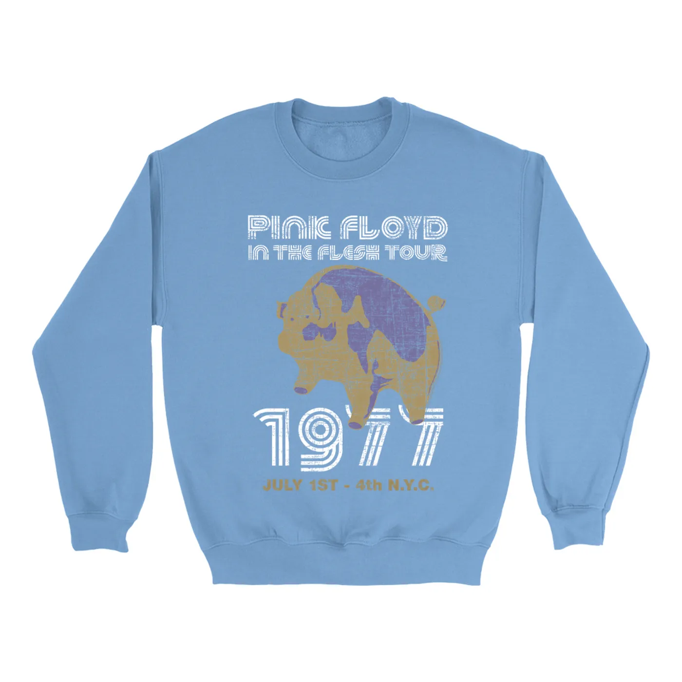 Pink Floyd Bright Colored Sweatshirt | In The Flesh 1977 NYC Concert Distressed Pink Floyd Sweatshirt (Merchbar Exclusive)